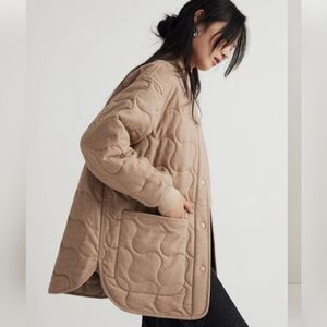 Madewell Oversized Quilted Bomber Jacket In Matchstick Brown